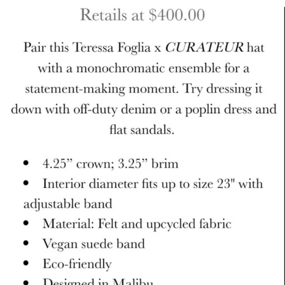 Teressa Foglia Lynn Fedora Felt Hat Rachel Zoe Curateur Boho - Picture 8 of 11